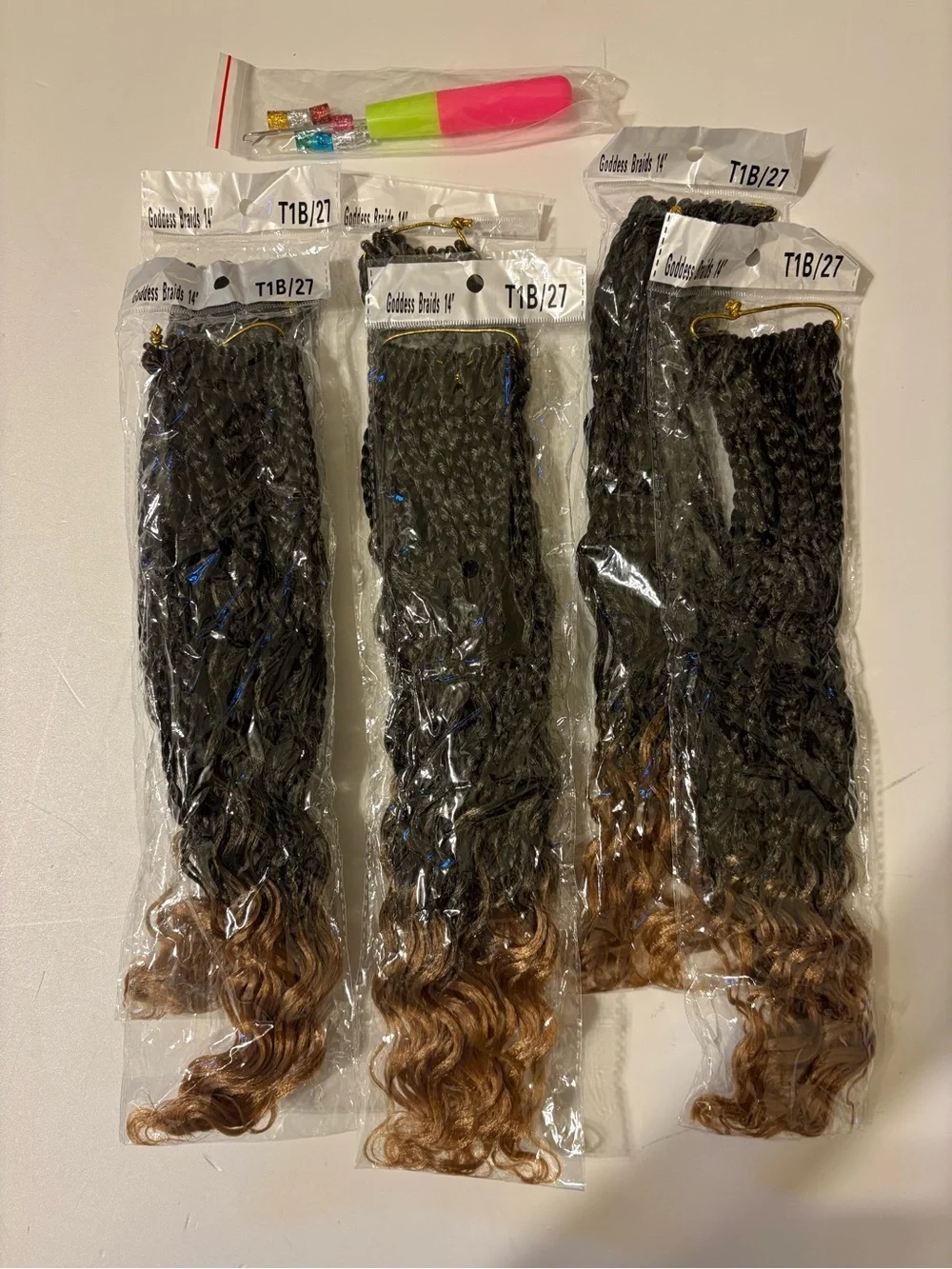 Synthetic Braided Hair Extensions - T1B/27 Brown Ombre